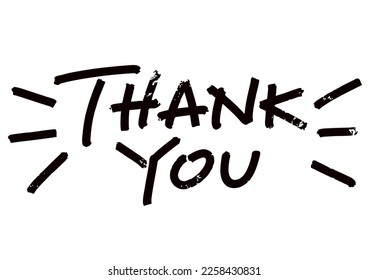 "THANK YOU" icon. Handwritten letters vector material.