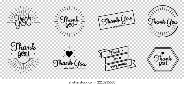 Thank You Icon Set - Different Vector Illustrations Isolated On Transparent Background