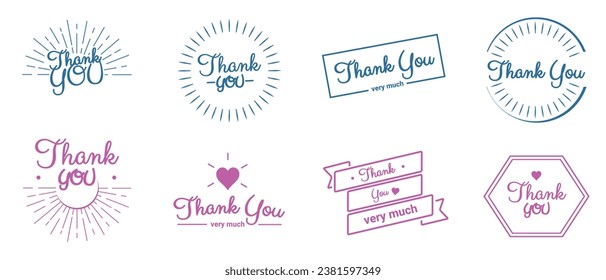 Thank You Icon Set - Different Vector Illustrations Isolated On White Background