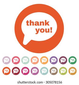 The thank you  icon. Thanks symbol. Flat Vector illustration. Button Set