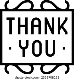 thank you icon. Thin linear style design isolated on white background