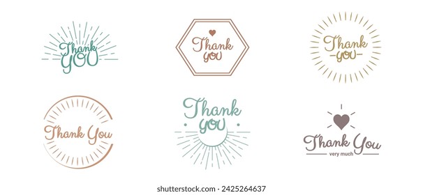 Thank You Icons Set - Different Vector Illustrations Isolated On White Background