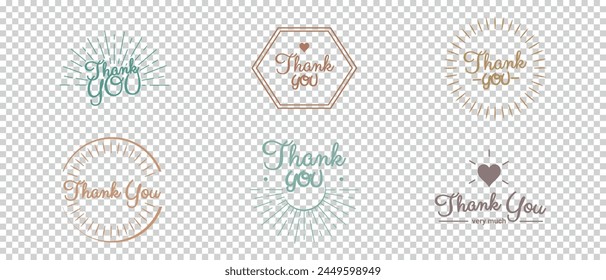 Thank You Icons Set - Different Vector Illustrations Isolated On Transparent Background