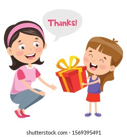 Thank You Illustration With Cartoon Characters