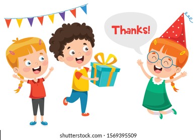 Thank You Illustration With Cartoon Characters