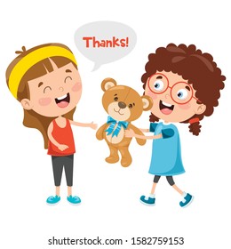 Thank You Illustration With Cartoon Characters