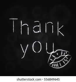 Thank You Illustration Icon, Lights Silhouette on Dark Background. Glowing Lines and Points