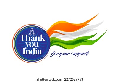 Thank you India for your support, helping, logo, label, icon, poster, vector, illustration