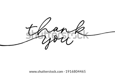 Thank you ink brush vector lettering. Thank you modern phrase handwritten vector calligraphy with swooshes. Black paint lettering isolated on white background. Postcard, greeting card, t shirt print.