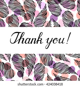 Thank you, ink hand lettering. Card design.
