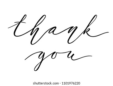 Thank you inscription design. Modern handwritten brush calligraphy. Hand drawn lettering isolated on the white background.Thank you vector illustration. Sticker for social media content, cards, poster