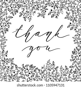 Thank you inscription design. Modern handwritten brush calligraphy. Hand drawn lettering isolated on the white background.Thank you vector illustration. Sticker for social media content, cards, poster