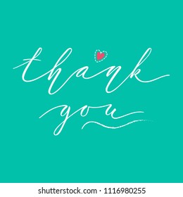 Thank you inscription design. Modern handwritten brush calligraphy. Hand drawn lettering. Thank you vector illustration. Sticker for social media content, cards, invitations,  poster