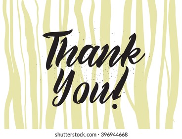 Thank you inscription. Greeting card with calligraphy. Hand drawn lettering design. Photo overlay. Typography for banner, poster or apparel design. Isolated vector element.