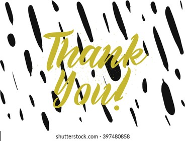 Thank you inscription. Greeting card with calligraphy. Hand drawn lettering design. Photo overlay. Typography for banner, poster or apparel design. Isolated vector element.