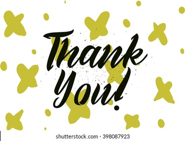 Thank you inscription. Greeting card with calligraphy. Hand drawn lettering design. Photo overlay. Typography for banner, poster or apparel design. Isolated vector element.