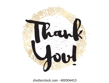 Thank you inscription. Greeting card with calligraphy. Hand drawn lettering design. Photo overlay. Typography for banner, poster or apparel design. Vector typography.