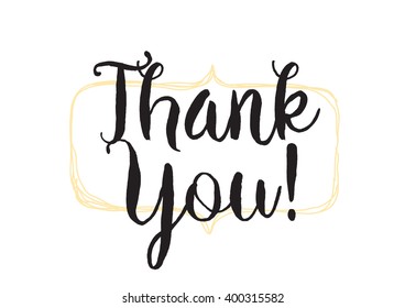 Thank you inscription. Greeting card with calligraphy. Hand drawn lettering design. Photo overlay. Typography for banner, poster or apparel design. Vector typography.