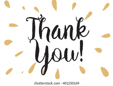 Thank you inscription. Greeting card with calligraphy. Hand drawn lettering design. Photo overlay. Typography for banner, poster or apparel design. Vector typography.