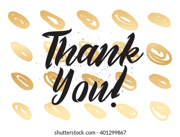 Thank you inscription. Greeting card with calligraphy. Hand drawn lettering design. Photo overlay. Typography for banner, poster or apparel design. Vector typography.