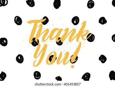 Thank you inscription. Greeting card with calligraphy. Hand drawn lettering design. Photo overlay. Typography for banner, poster or apparel design. Vector typography.