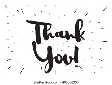 Thank you inscription. Greeting card with calligraphy. Hand drawn lettering design. Photo overlay. Typography for banner, poster or apparel design. Vector typography.