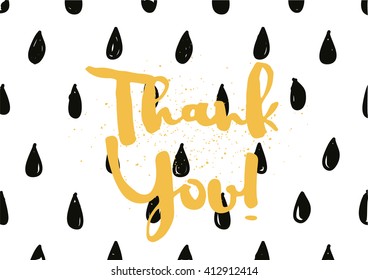 Thank you inscription. Greeting card with calligraphy. Hand drawn lettering design. Photo overlay. Typography for banner, poster or apparel design. Vector quote.