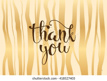 Thank you inscription. Greeting card with calligraphy. Hand drawn lettering. Typography for banner, poster, invitation or clothing design. Vector quote.