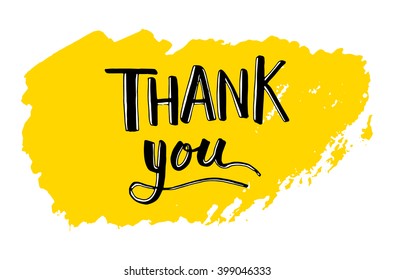 Thank you inscription hand drawn on yellow background