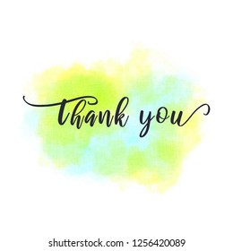 thank you inscription on watercolor stain. EPS 10