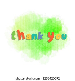 thank you inscription on watercolor stain. EPS 10