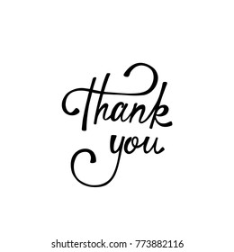 Thank you. Inspirational calligraphy phrase. Hand drawn typography quote. Sketch handwritten vector illustration EPS 10 isolated on white background.