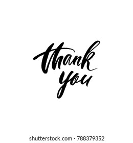 Thank you. Inspirational calligraphy phrase. Hand drawn typography quote. Sketch handwritten vector illustration EPS 10 isolated on white background.