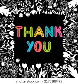 Thank you. Inspirational and motivating phrase. Lettering design for poster, banner, postcard. Quote, slogan. Vector illustration