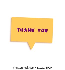  Thank you isolated speech bubble.  Banner with handwritten lettering and decoration elements. Vector illustration.
