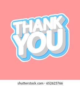 Thank you, isolated sticker, words design template, vector illustration