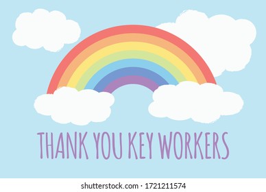 Thank You Key Workers Rainbow Vector