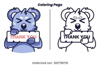 thank you koala with coloring pages