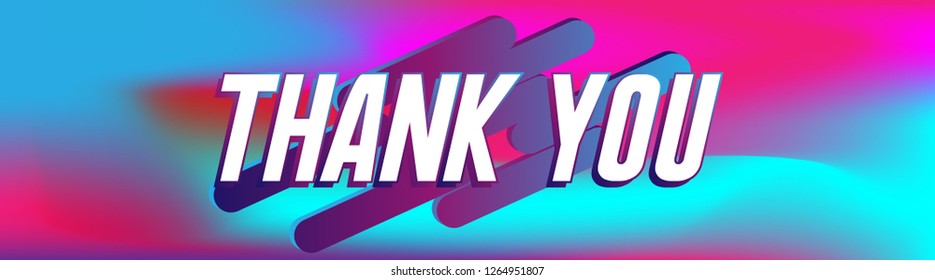 thank you, label or banner with colorful background