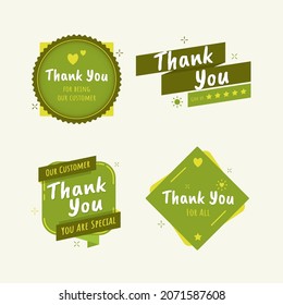 Thank you label design set for greeting online shop customer 
