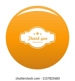 Thank you label icon. Simple illustration of thank you label vector icon for any design orange