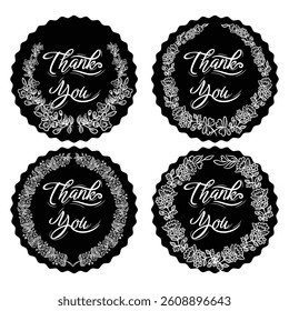 thank you label template with floral illustration