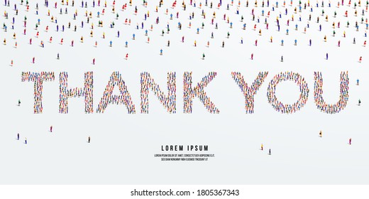 Thank you. Large group of people form to create Thank you. vector illustration.