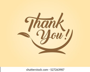 Thank you letter in the bowl with leaf on soft orange background