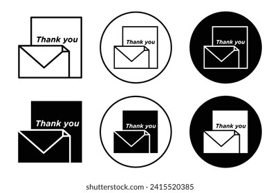 thank you letter symbol icon sign collection in white and black