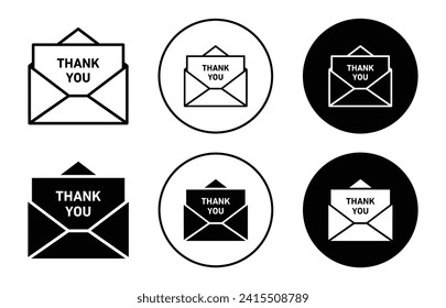 thank you letter vector icon set collection. thank you letter Outline flat Icon.