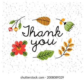 thank you lettering with atumn icons