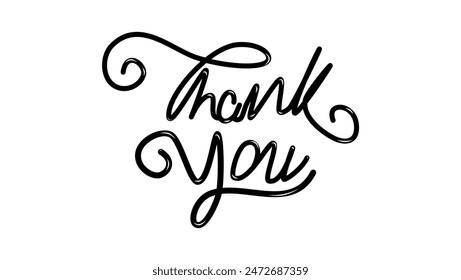 Thank You, lettering, black isolated silhouette