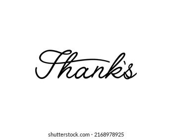 Thank You Lettering. Black Text Handwriting Calligraphy with Line isolated on White Background. Usable for Posters, Banners and Greeting Cards. Flat Vector Design Template Element