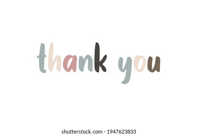 Thank you lettering card. Calligraphy modern Vector illustration on white background